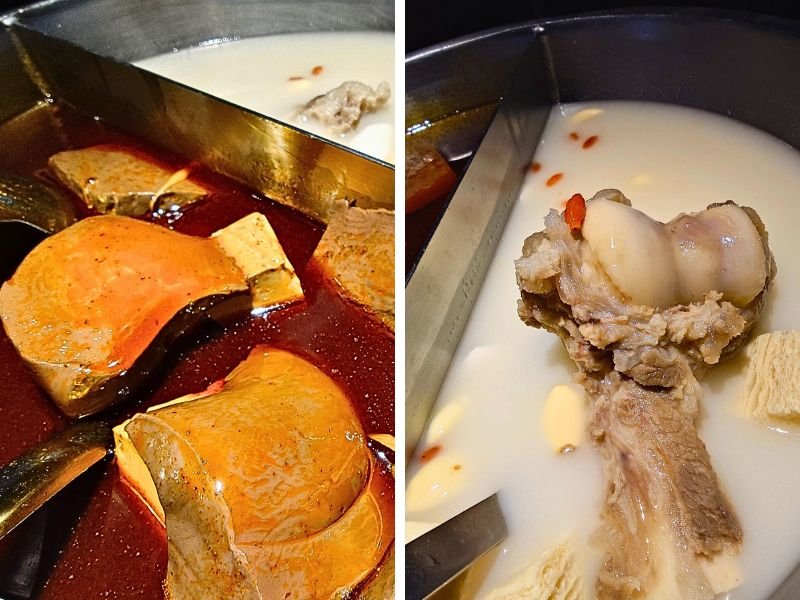 【台中親子一日遊】米其林必比登推薦鹹粥、岩漿火鍋火焰豬、日式漫博館,超充實慶生行程推薦 3 岩漿火鍋台中公益店漢方麻辣湯底和高鈣大骨湯