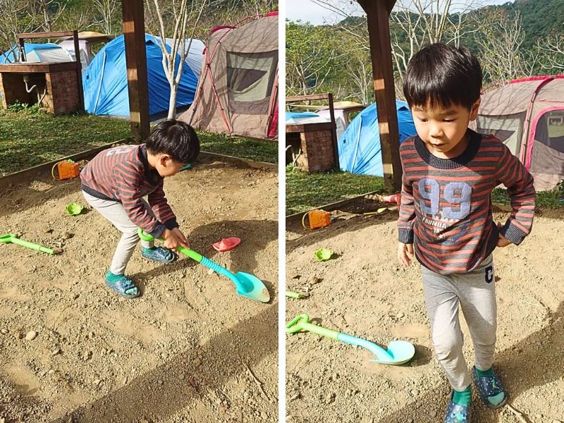 親子露營有沙坑小孩喜歡